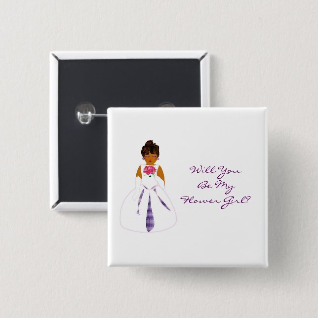 "Will You Be My Flower Girl" Customizable  Button (Front & Back)