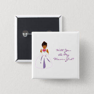 "Will You Be My Flower Girl" Customizable Button