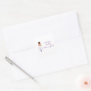 "Will You Be My Flower Girl" Customizable Square Sticker