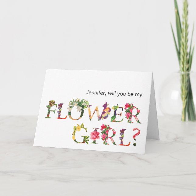 Will you Be my Flower Girl Cute Floral Typography Invitation (Front)