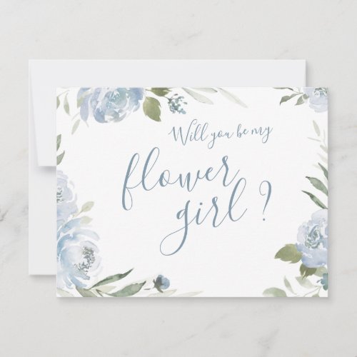 Will you be my flower girl dusty blue floral invitation