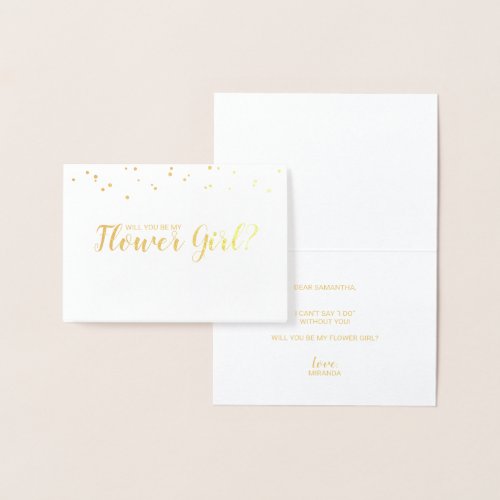 Will You Be My Flower Girl Elegant Confetti Gold Foil Card