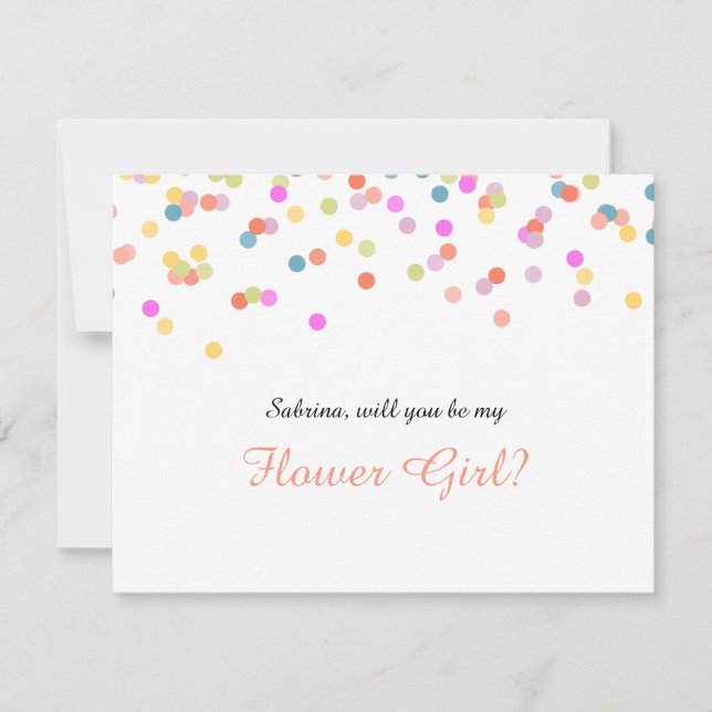Will you Be my Flower Girl Festive Confetti Invitation (Front)