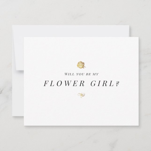 Will you be my flower girl floral minimalist invitation (Front)