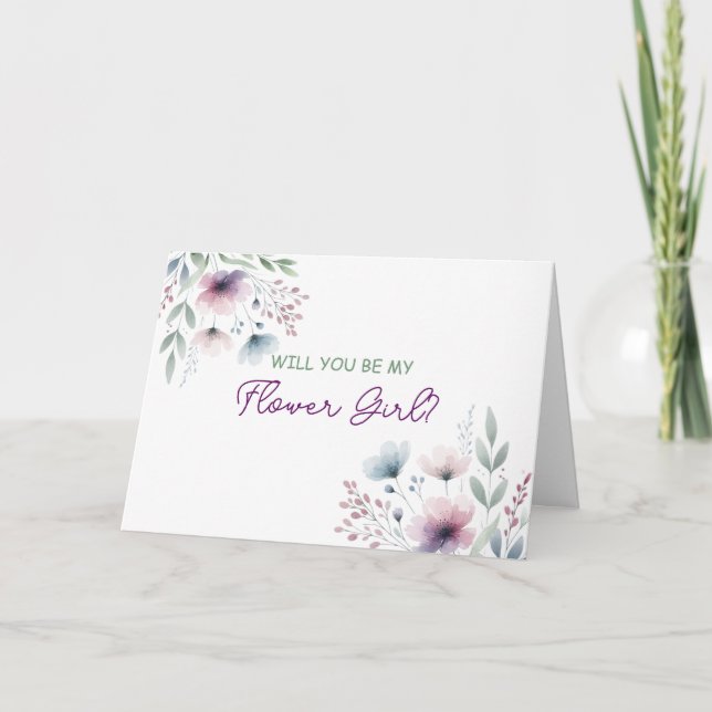 Will You be my Flower Girl | Floral Wedding Card (Front)