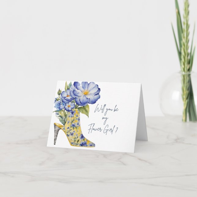 "Will You Be My Flower Girl?" Folded Bridal Party  Card (Front)