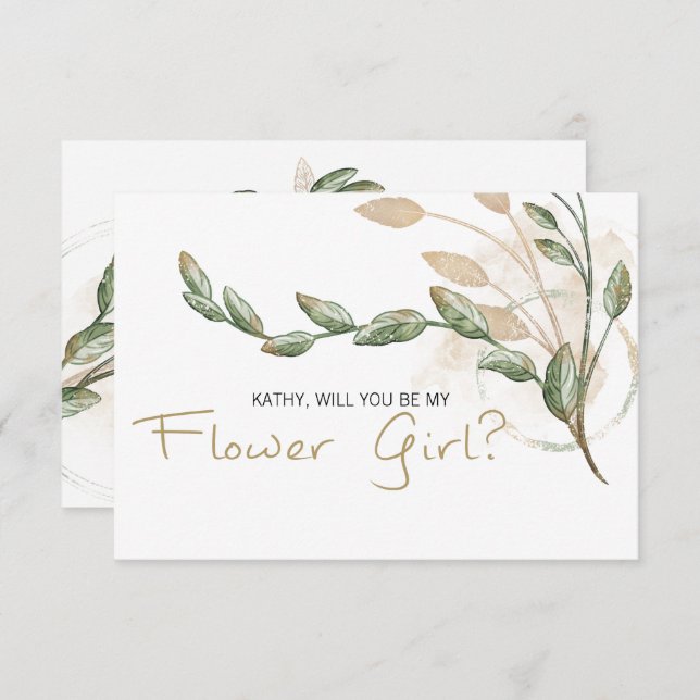 Will You Be My Flower Girl Gold Sage Green (Front/Back)
