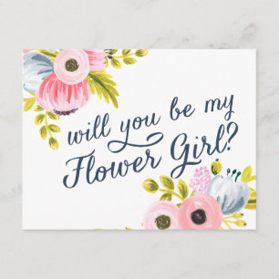 WILL YOU BE MY FLOWER GIRL? hand painted card