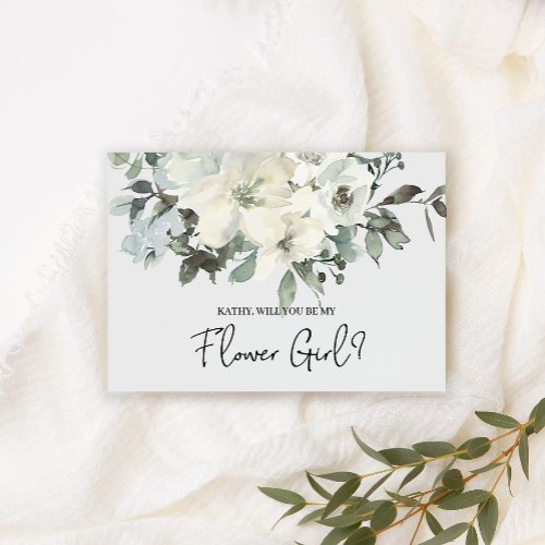 Will You Be My Flower Girl Ivory White Floral