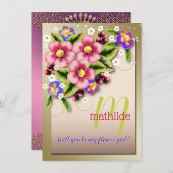Will You Be My Flower Girl Jewel Floral Wedding Invitation by BCMonogramMe at Zazzle
