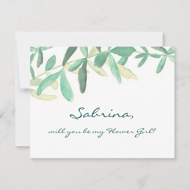 Will you Be my Flower Girl Modern Botanical Invitation (Front)