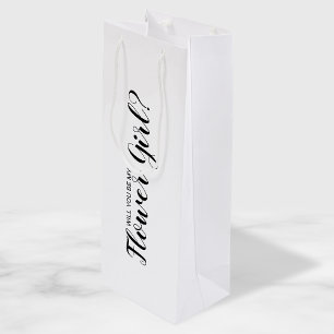 Will You Be My Flower Girl? Modern Proposal Wine Gift Bag