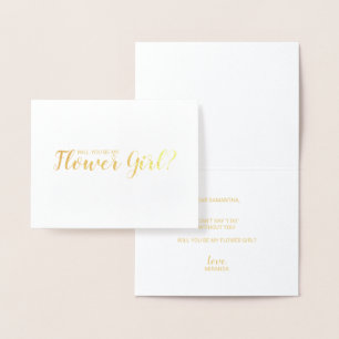Will You Be My Flower Girl? Modern Script Gold Foil Card