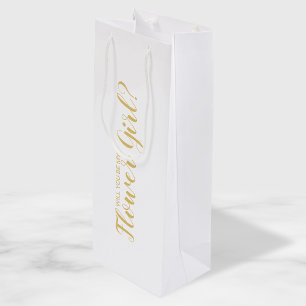 Will You Be My Flower Girl? Modern Script Gold Wine Gift Bag