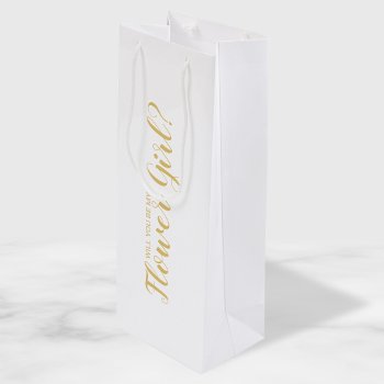 Will You Be My Flower Girl? Modern Script Gold Wine Gift Bag by manadesignco at Zazzle