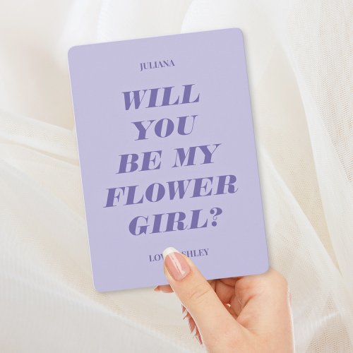 Will You Be My Flower Girl Modern Text Lavender Invitation