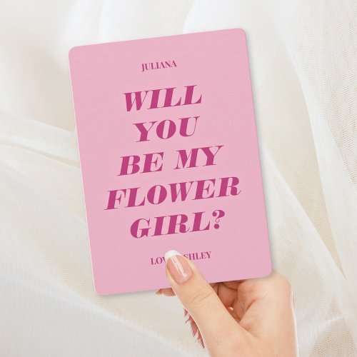 Will You Be My Flower Girl Modern Text Pink Invitation