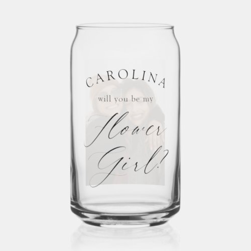 Will You Be My Flower Girl Photo Can Glass