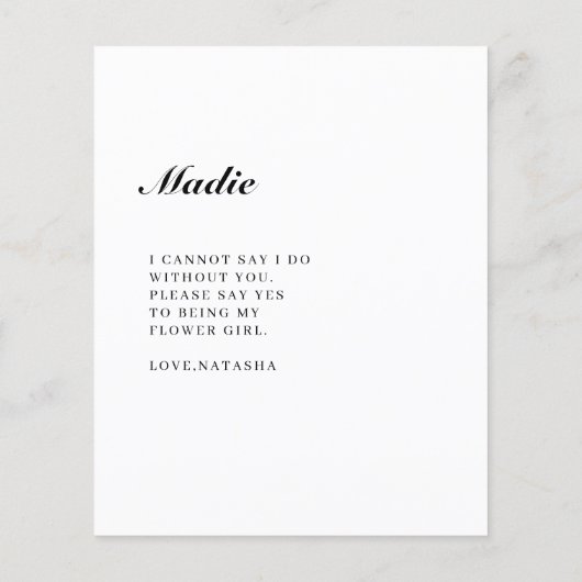Will you be my flower girl photo proposal Card (Back)