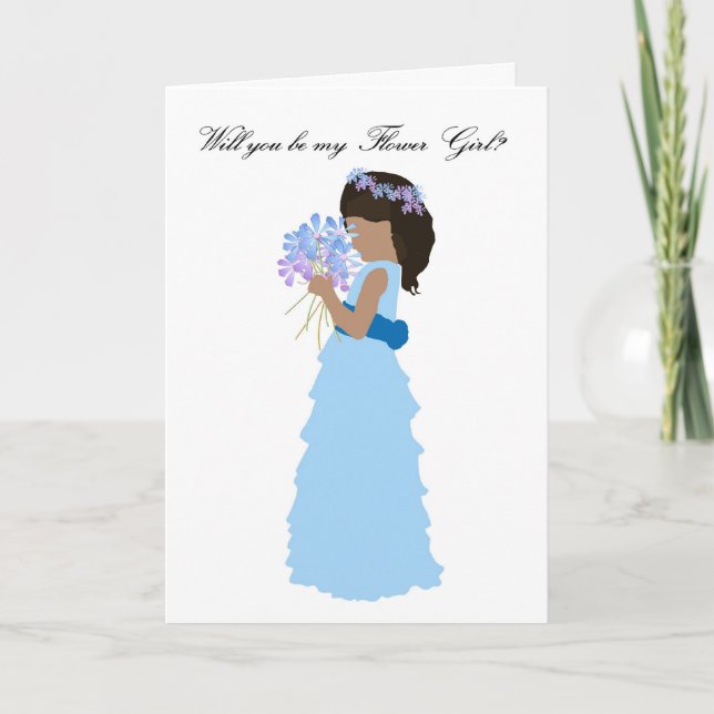Will you be my Flower Girl Pink and Blue Invitation (Front)