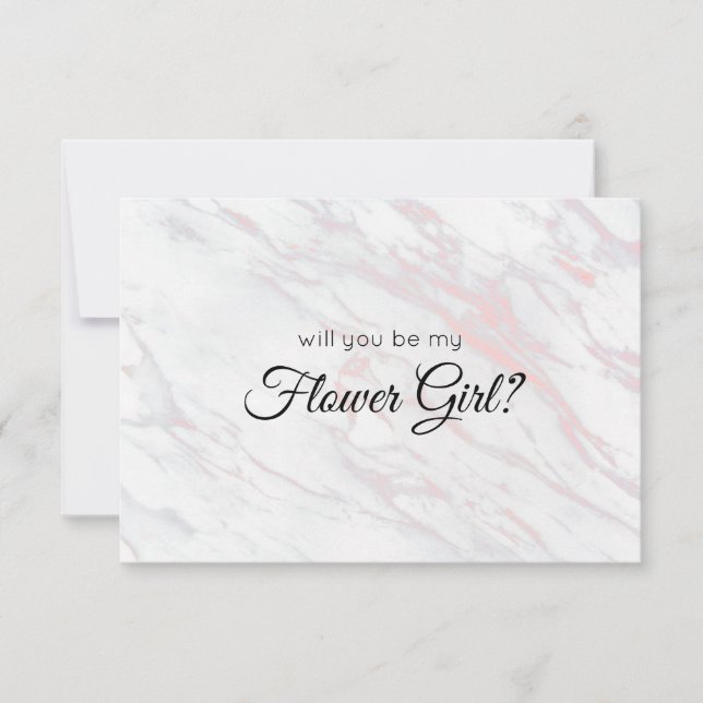 Will You Be My Flower Girl Pink and Grey Marble (Front)