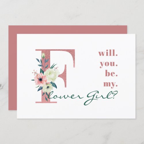 Will you be my Flower Girl Pink Floral Letter Invitation