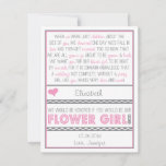 Will You Be My Flower Girl? Pink/gray Poem Card at Zazzle