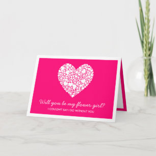 Will You Be My Flower Girl? Pink Heart Card