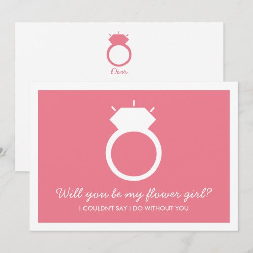 Will You Be My Flower Girl? Pink Ring Card