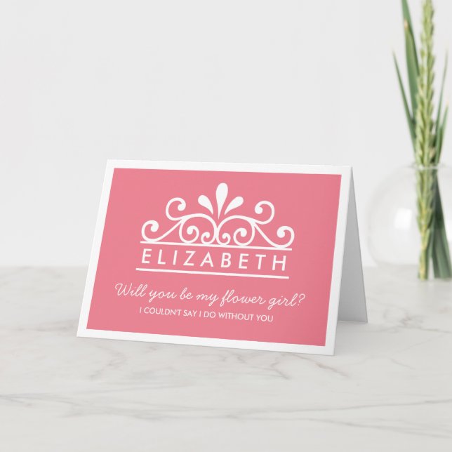 Will You Be My Flower Girl? Pink Tiara Card (Front)