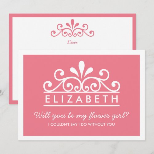 Will You Be My Flower Girl? Pink Tiara Card