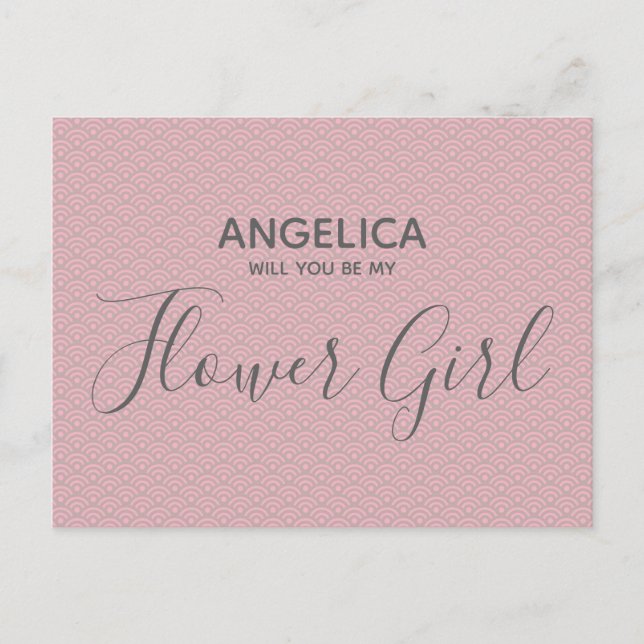 Will you be my flower girl Pretty Pink Pattern Invitation Postcard (Front)