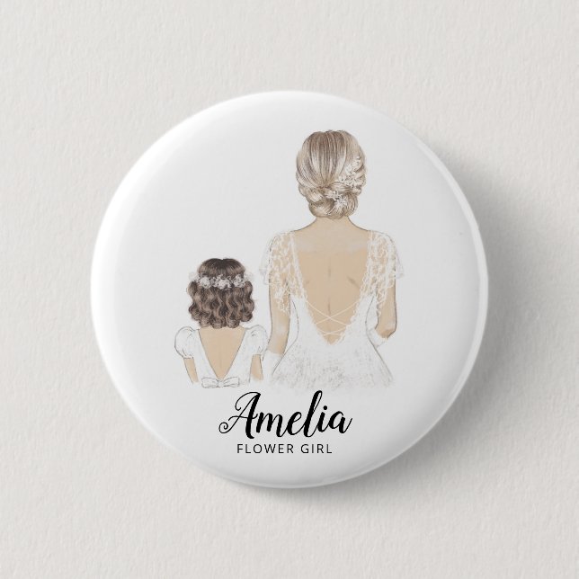 Will You Be My Flower girl Proposal Badge Button (Front)