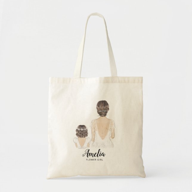Will You Be My Flower girl Proposal Badge Tote Bag (Front)