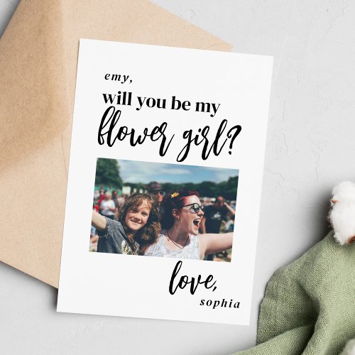 Will you be my flower girl proposal photo invitation