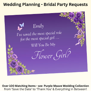 Will You Be My Flower Girl?  Purple Mauve Flowers 