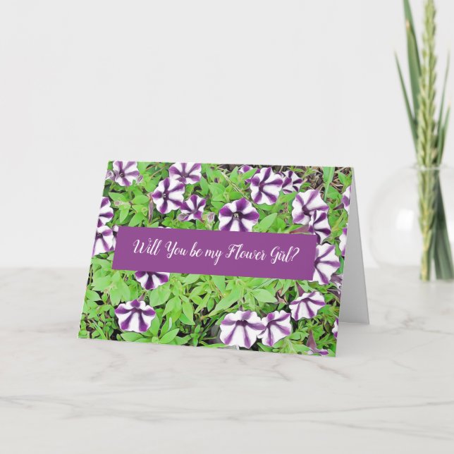 Will you be my Flower Girl Purple Petunias Card (Front)
