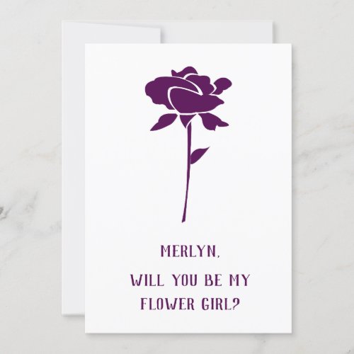 Will You Be My Flower Girl Purple Rose Wedding  Invitation