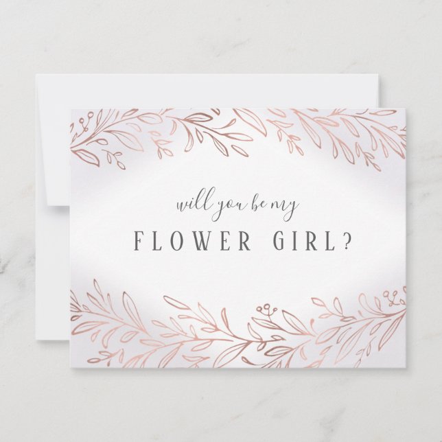 Will you be my flower girl Rose gold botanical Invitation (Front)