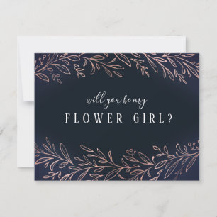 Will you be my flower girl rose gold botanical invitation