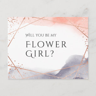 Will you be my flower girl rose gold geometric invitation