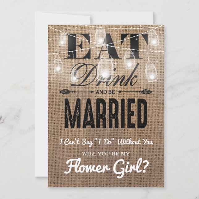 Will you be my Flower Girl? | Rustic Bridesmaid Invitation (Front)