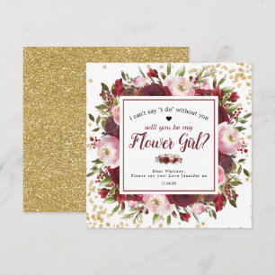 Will you be my Flower Girl Rustic Burgundy Blush Invitation