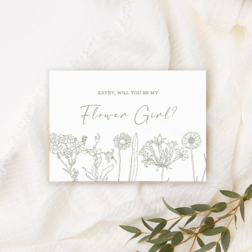 Will You Be My Flower Girl Sage Boho Flowers