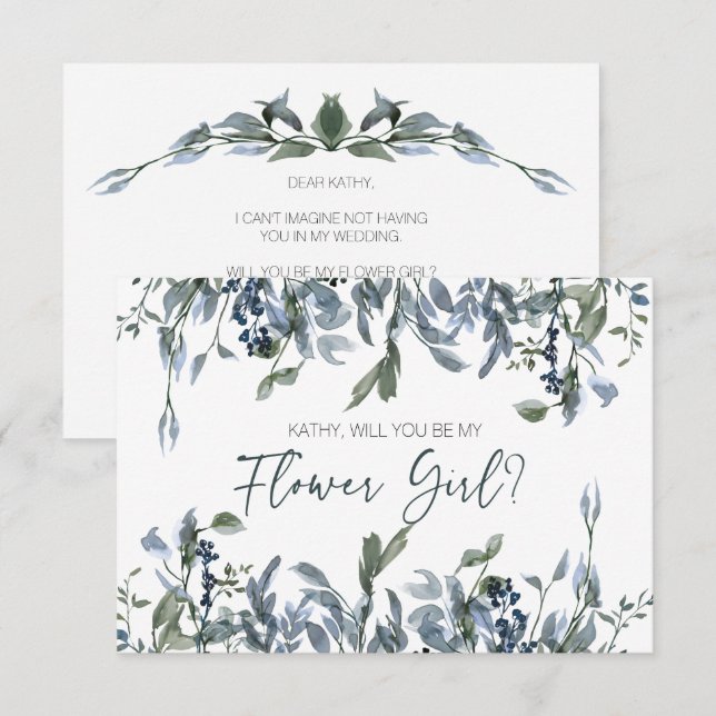 Will You Be My Flower Girl Sage Silver Green (Front/Back)