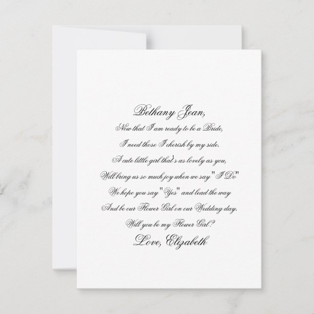 Will You Be My Flower Girl Script Poem Card (Front)