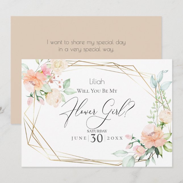 Will You Be My Flower Girl Spring Flowers Invitation (Front/Back)