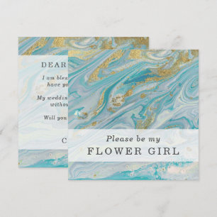 Will You Be My Flower Girl Turquoise & Gold Card