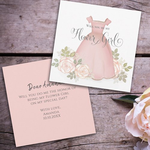 Will you be my Flower Girl Watercolor Blush Pretty Card