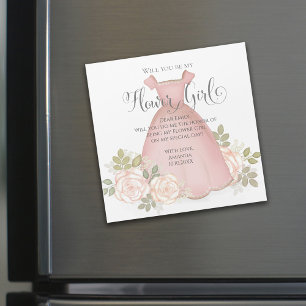 Will you be my Flower Girl Watercolor Magnetic
